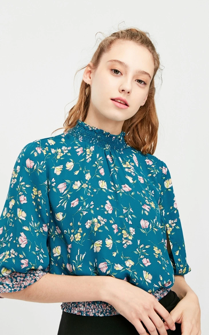 Vero Moda женская шифоновая рубашка с принтом и эластичными рукавами | 319158512