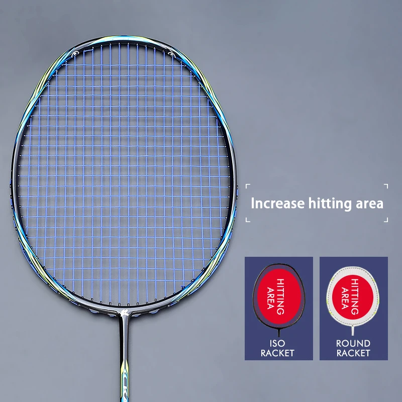 Professional Ultarlight 8U 66g Full Carbon Fiber Badminton Racket Strung Racquet With Strings Bag Padel Offensive Type For Adult