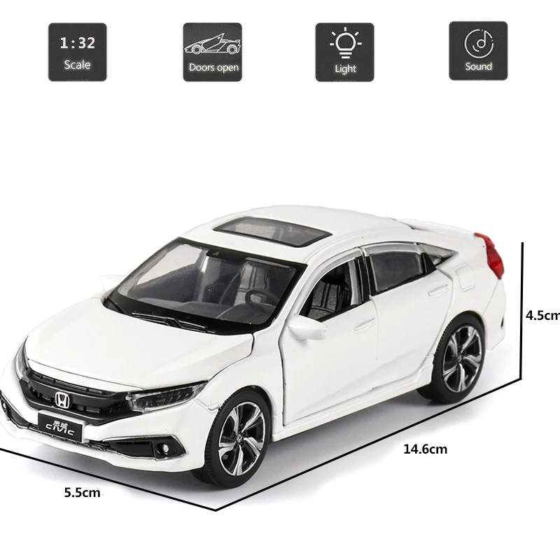 HOMMAT 1:32 Масштаб 2019 Honda Civic модель моделирования автомобиля игрушка из
