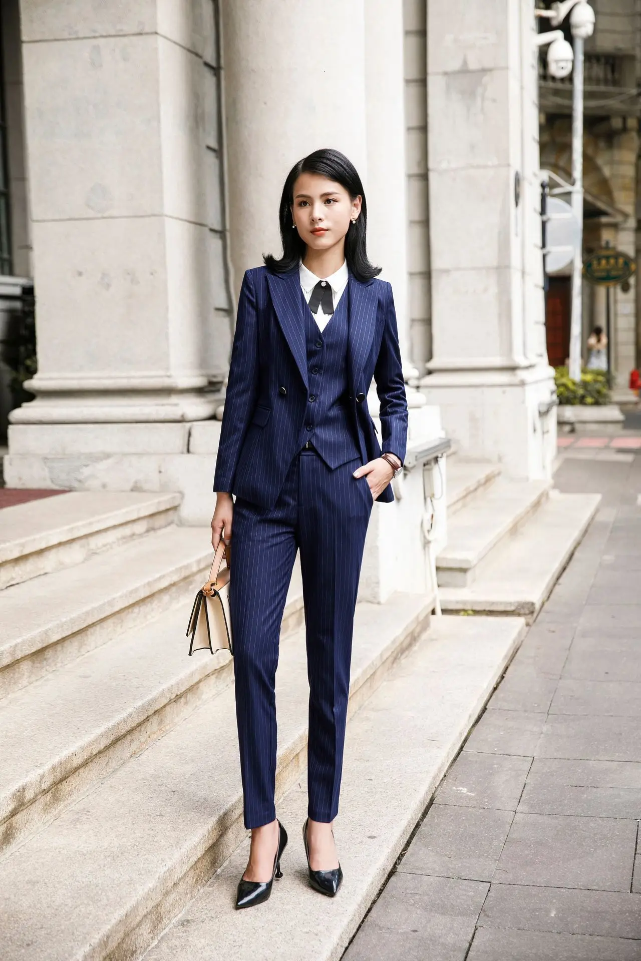 Blazer Sets Women 2 Piece Outfits Women's 3-Piece Pant Suit Set - Business  Casual Blazer