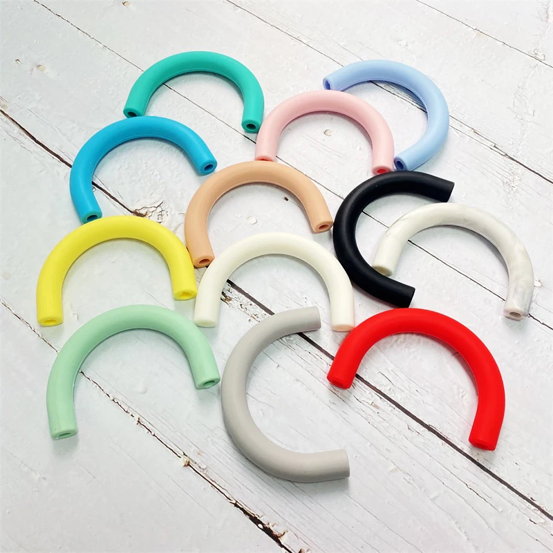 Baby Silicone U Type For Baby Heart shape Ring Teether beads BPA Free Teether Chew Nursing Necklace DIY Pacifier Chain 2pc teething toys,silicone teething toys,baby teething toys,silicone beads,silicone teether,silicone teething beads