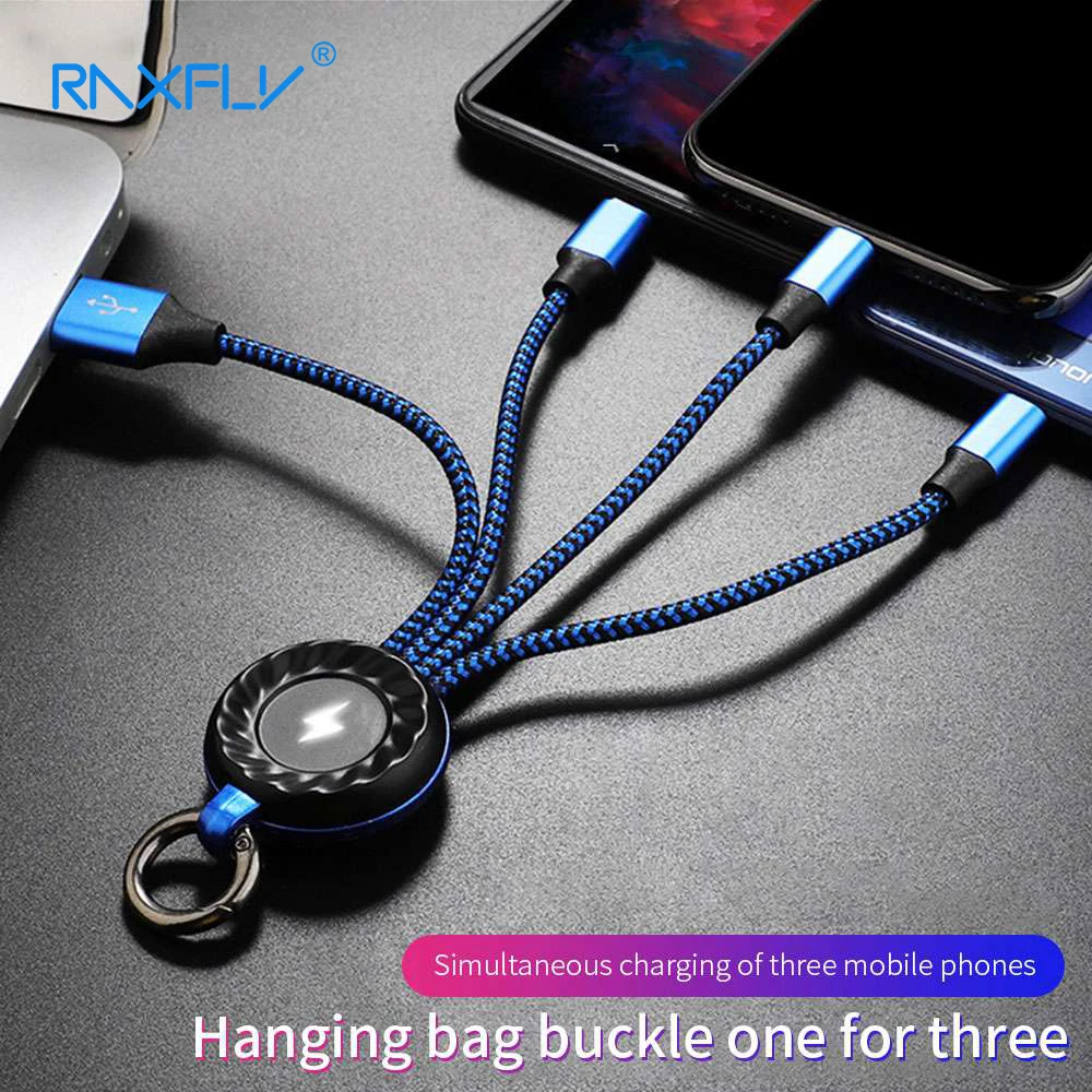 RAXFLY 3 в 1 USB кабель для мобильного телефона Micro usb type C кабель для iPhone samsung портативный брелок для быстрой зарядки зарядный кабель