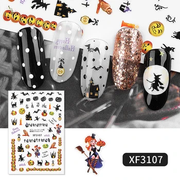 

5pcs Hot Halloween New Nail Sticker Ins European and American Devil Pumpkin Skull Christmas Snowflake Back Glue nail supplies