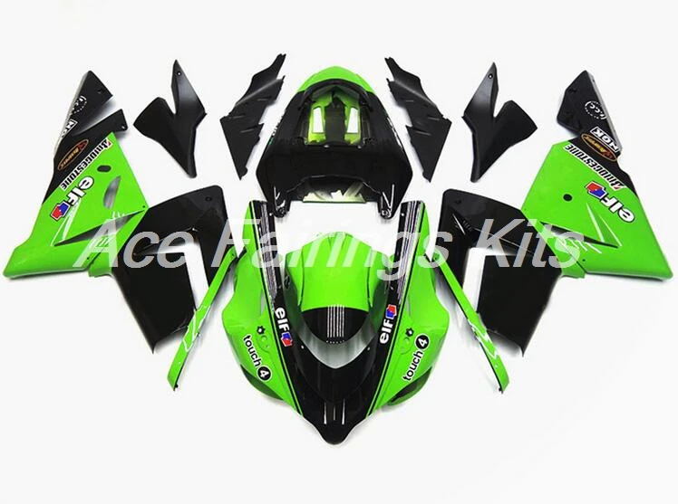 4 подарки Новые ABS мотоциклетные полные комплекты обтекателей подходят для Kawasaki Ninja ZX-10R 2004 2005 10R 04 05 набор обтекателей зеленый черный эльф