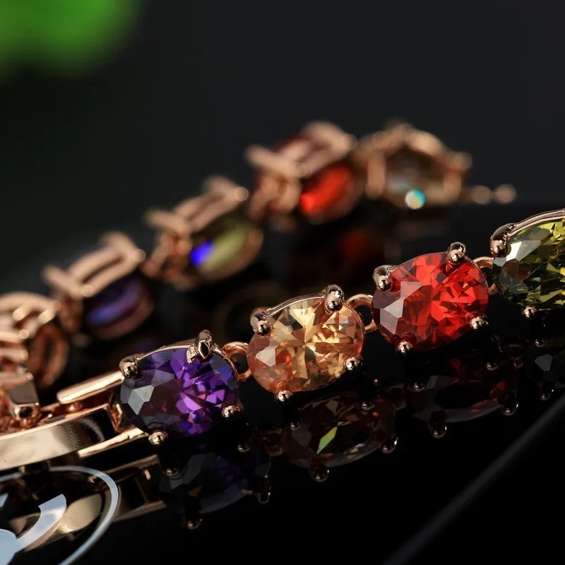 PANSYSEN 17 см Подвески Рубин аметист перидот драгоценный камень 925 стерлингового серебра ювелирные браслеты для женщин Модный Браслет вечерние подарки