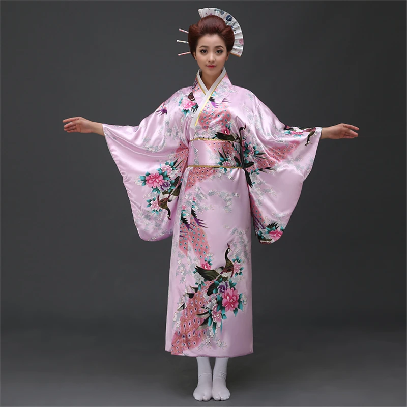Hot Sale Japanese Women Original Yukata Dress Traditional Kimono With Obi Performance Dance Costumes One Size
