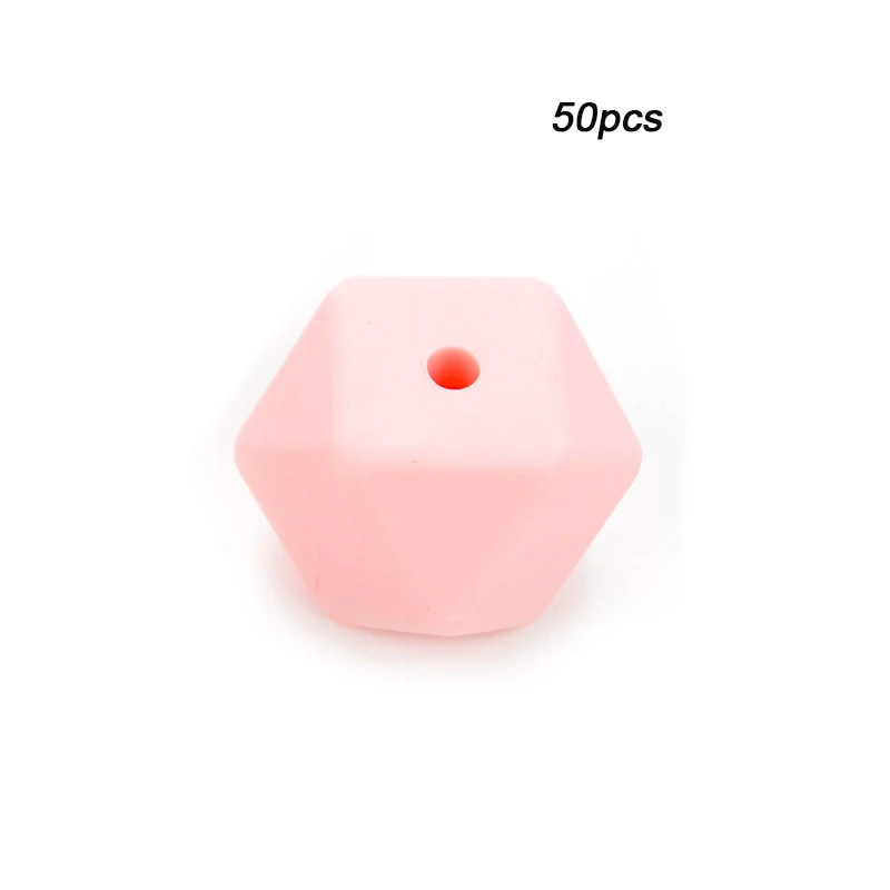 Rose quartz LOFCA 50 шт. Пищевая силиконовая бусина мини шестиугольник зубной прорезыватель для малышей Прорезыватель зубов игрушки Бусы, не содержат Бисфенол А Соска-Подвеска для DIY - Цвет: Rose quartz