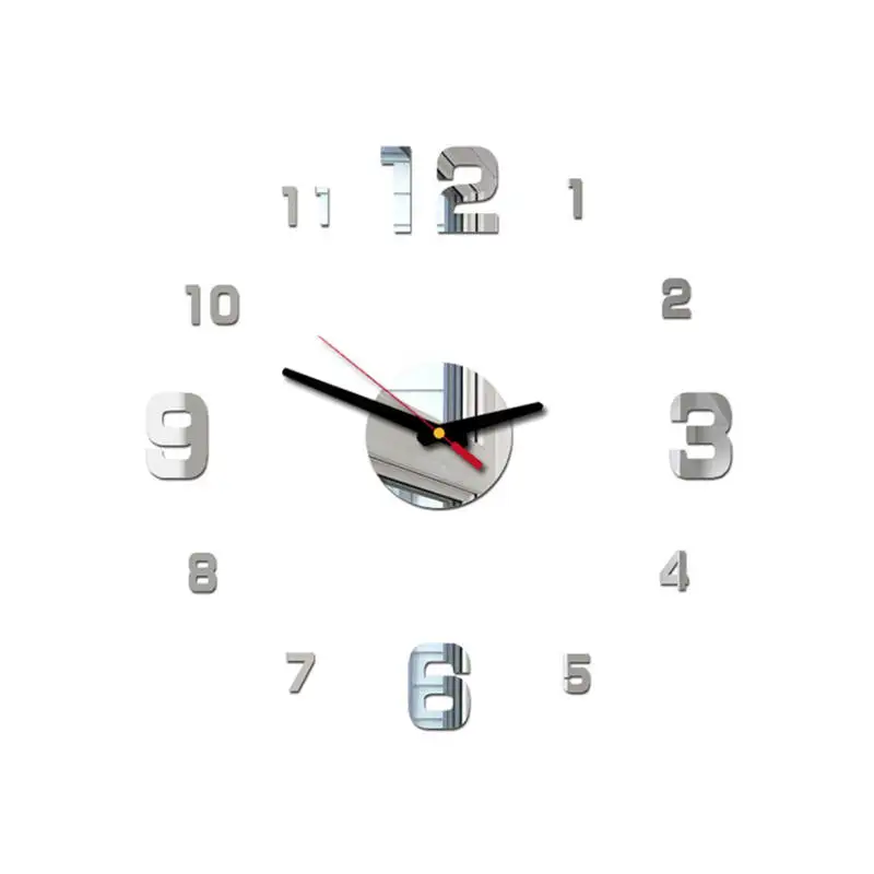 Silver Настенные часы Reloj de pared изысканный 3D сделай сам римские цифры акриловая зеркальная настенная наклейка часы домашний декор настенные наклейки saat 661GZ10 - Цвет: Silver