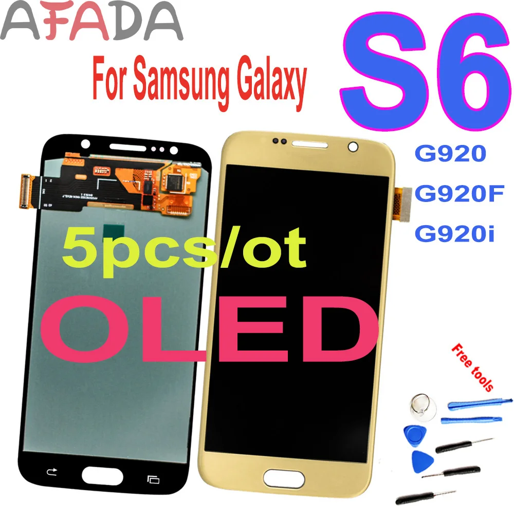 

5pcs Oled For Samsung Galaxy S6 G920 G920F G920i Lcd Display Touch Screen Digitizer Assembly with frame for SM-G920F G920i LCD