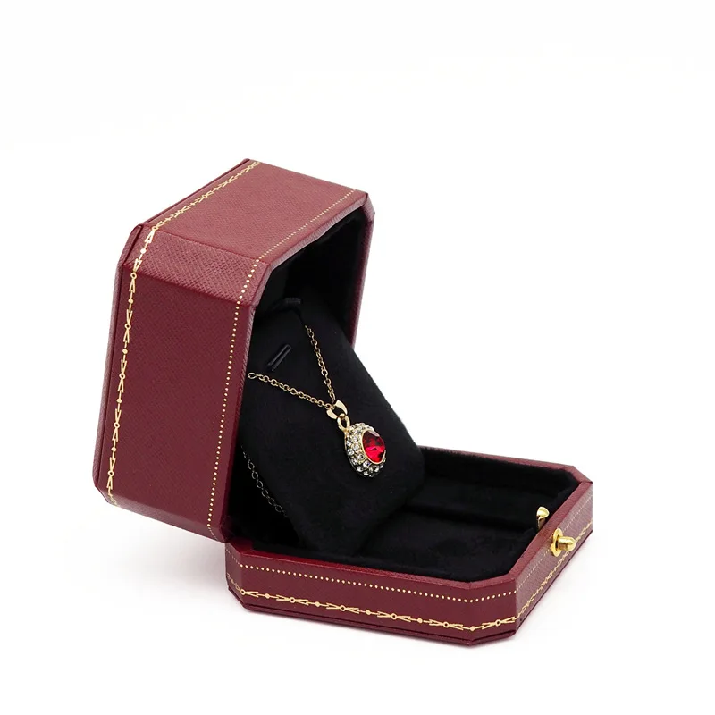 

C Home Octagonal Leatherette Paper Jewlery Box Small Pendant Necklace Decoration Jewelry Decoration Not with Logo