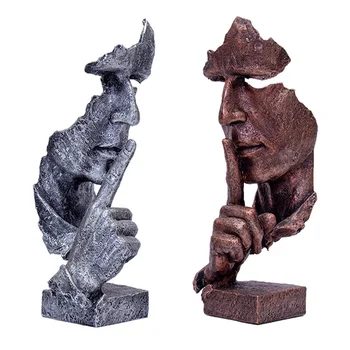 

Home Decoration Figurines Abstract Copper Bronze Sculpture Silence Is Gold Statue Model Living Room Decoration Ornaments Crafts