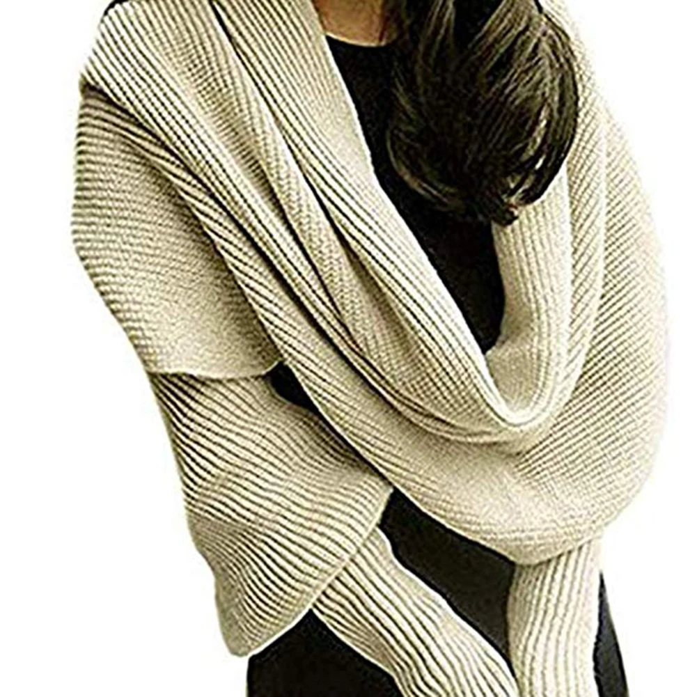 Women Scarf Sweater Crop Knit Winter Sexy V Neck Off Shoulder Long Sleeve Knitted Sweater Warm Pullover Top Fashion Women Scarf Sweater Crop Knit Winter Sexy V Neck Off Shoulder Long Sleeve Knitted Sweater Warm Pullover Top Fashion