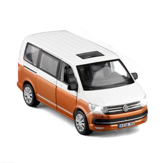 1/32 смешанные цвета T6 Ван литой модельный автомобиль автобус MPV мальчик подарки коллекция отодвигаемая со светом и звуком Подарочные игрушки V082 - Цвет: Orange