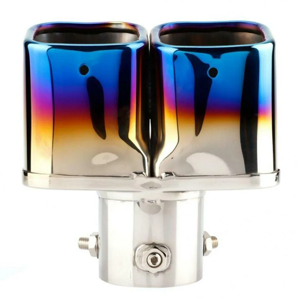 

Universal Car Rear Muffler Exhaust Tail Pipe End Tip Dual Outlet Fit 63mm Inlet