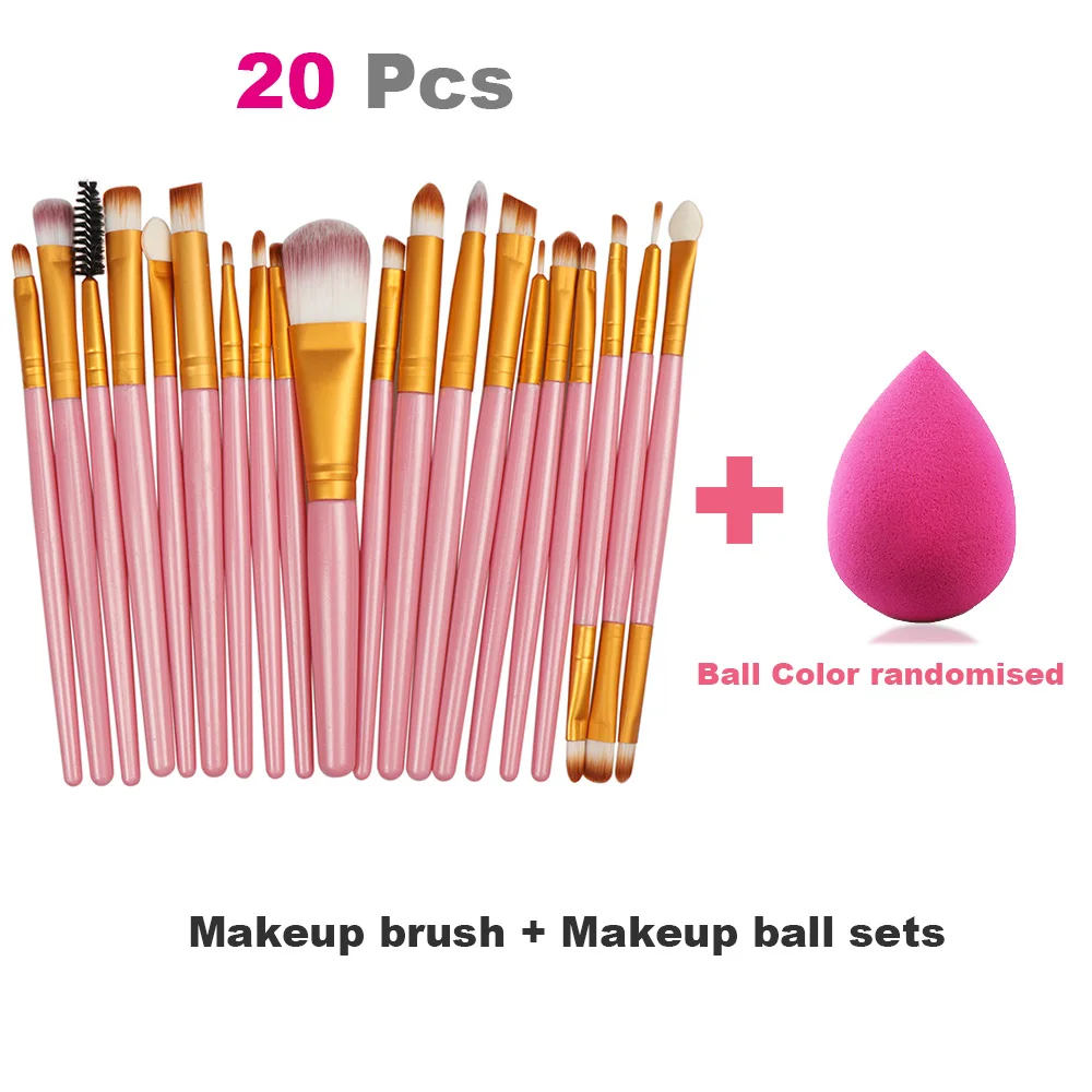 Pink Gold and Ball 15, 20 шт., кисти для макияжа, наборы, GraySwan, основа, пудра, косметика, румяна, тени для век, для женщин, красота, блеск, кисти для макияжа, инструмент - Handle Color: Pink Gold and Ball