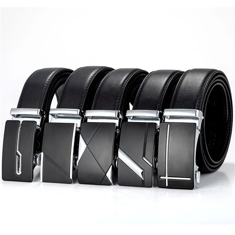 140-150cm New Alloy Automatic Buckle Belt Genuine Leather Man Belt Designer Fashion For Designer Cow Men's Belt High Quality mens red belt