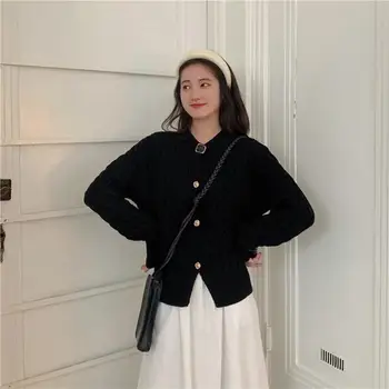 

Winter Women New Style French Irregular Button Fashion Knitted Cardigan Sweater