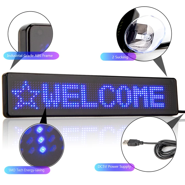 Tefola Auto-LED-Anzeige, Auto-LED-Schild, interaktiver Bildschirm,  Bluetooth-Voice-App-gesteuerte Pixelanzeige mit 32 x 32 programmierbarem LED-Bildschirm  : : Auto & Motorrad