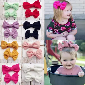 

9 Colors Styles Hair Pin Lovely Baby Toddler Girls Kids Flower Bow Headband Fashion Solid Cotton Blend Hair Band Headwrap 0-2Y