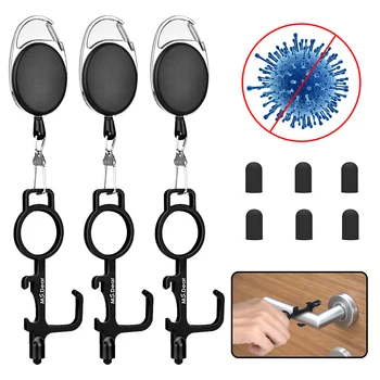 

3Pcs No-Touch Door Opener Elevator Button, Hands-Free Opening Door Tool, Safety Door Opener with Stylus Pad Touch Screen Key