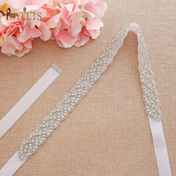 S05 Skinny Wedding Belts with Rhinestones Women's Belts Plus Sparkle Belt Formal Belt Princess Ribbon Belt Sashes for Dresses