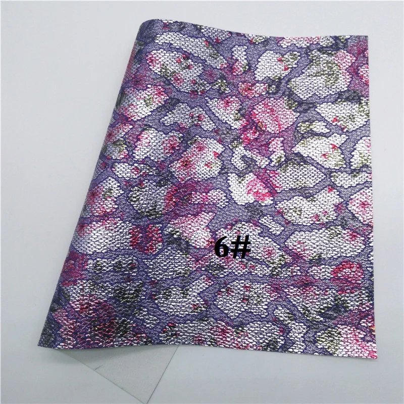 6 Glitterwishcome 21X29 см A4 размер кружева напечатаны искусственная кожа ткань, синтетическая кожа ткань листы винил для бантов, GM477B - Цвет: 6