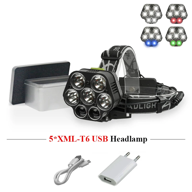 

headlamp rechargeable 7 led headlight usb headlamp xml t6 head light powerful led head lamp waterproof head torch flashlight
