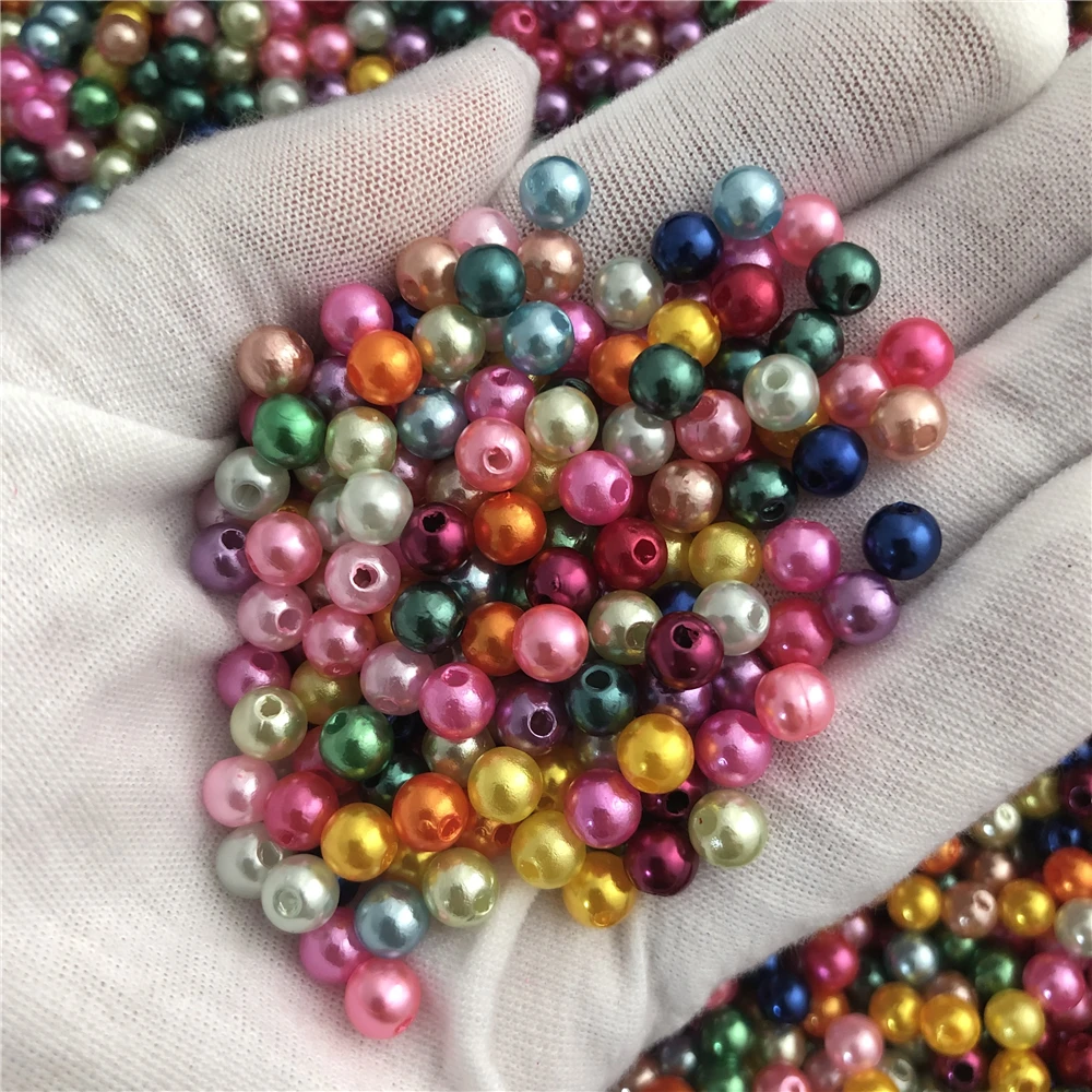 

100 Pcs Mixed color Acrylic Pearl effect Beads Making Spacer Findings 6mm