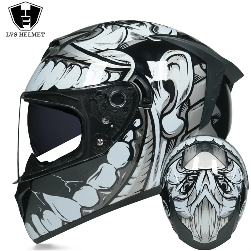 LVS Full Face Motorcycle Helmet Dual Visor Lens Man Women Removable Inner  Motocross Racing Casco Moto Capacete DOT Approved - AliExpress