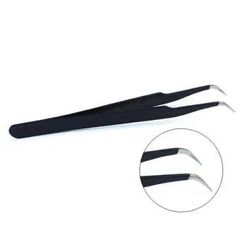 Billige Nail Art Ellenbogen Make-Up Edelstahl Anti Statische Salon Wimpern Verlängerung Tragbare DIY Langlebig Pinzette