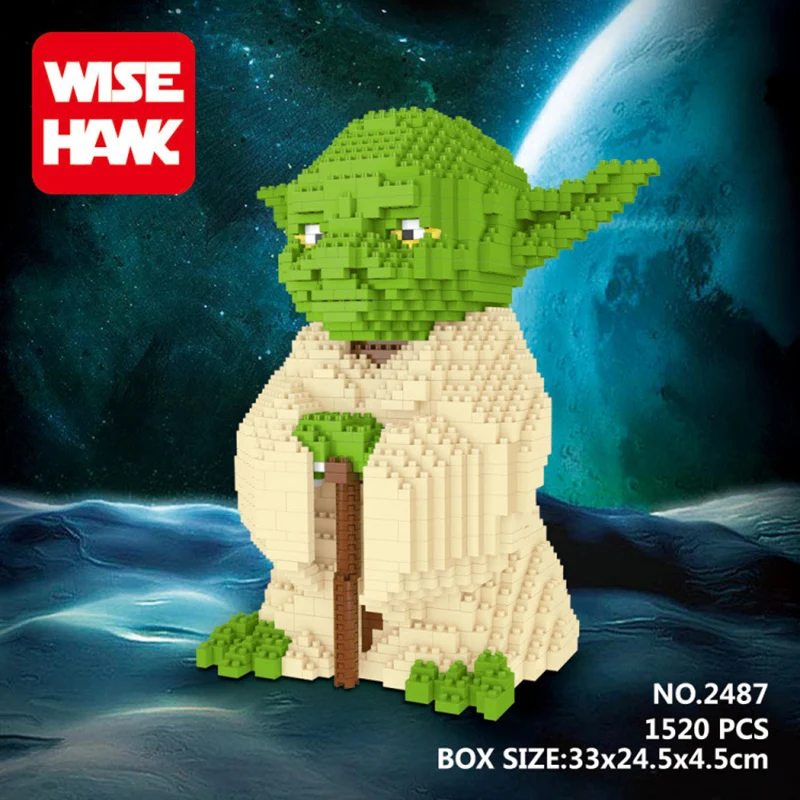 

Wisehawk Yoda Big Size American Anime Figures 1520 PCS Building Blocks DIY Assembly Model Bricks MiniBlocks Gifts Toys For Kids
