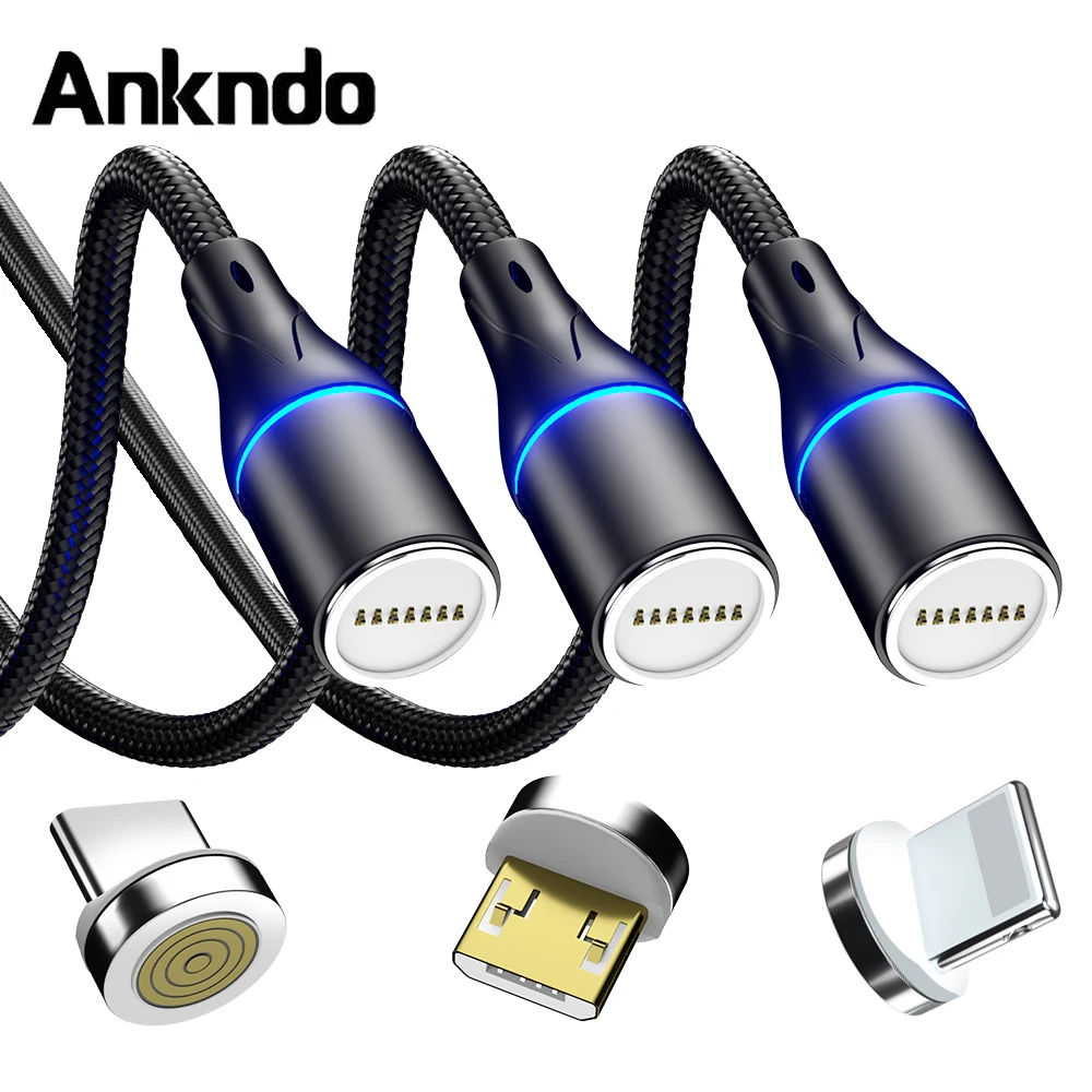 Магнитный кабель 3A Быстрая зарядка через USB Micro Мобильный телефон кабели для