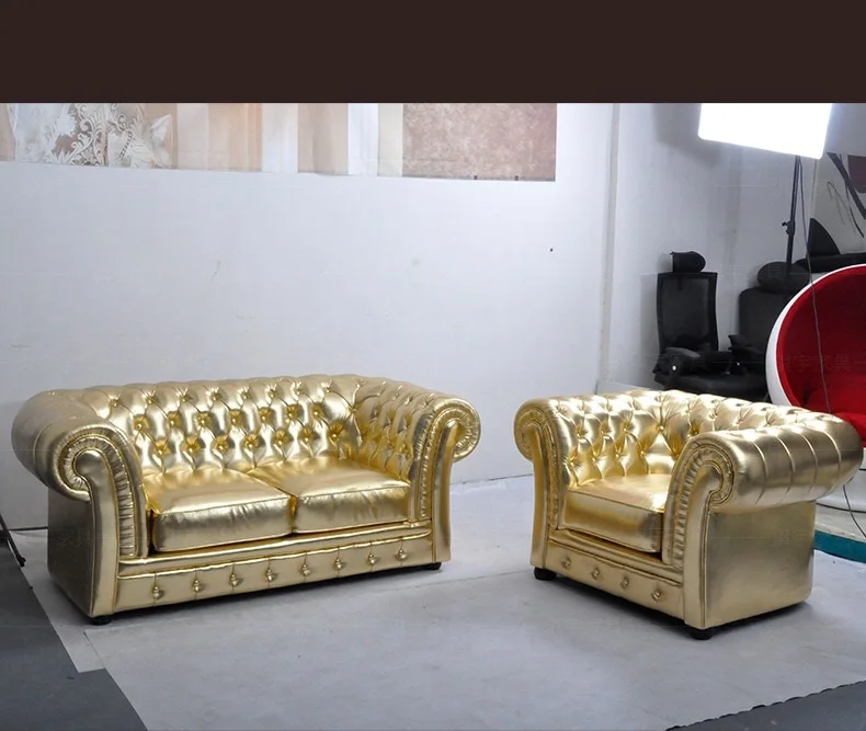 U Best Luxury Golden Armchair Hotel Sofa Tufted Back Living Room Chesterfield Single Sofa Chair Living Room Sofas Aliexpress