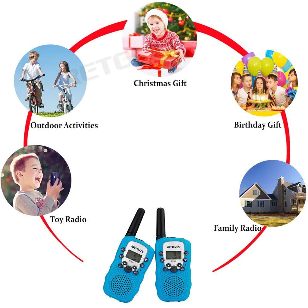 2 шт игрушка Walkie Talkie детская радиостанция Retevis RT388 0,5 Вт PMR PMR446 двухсторонний радио фонарик коммуникатор Рождественский подарок