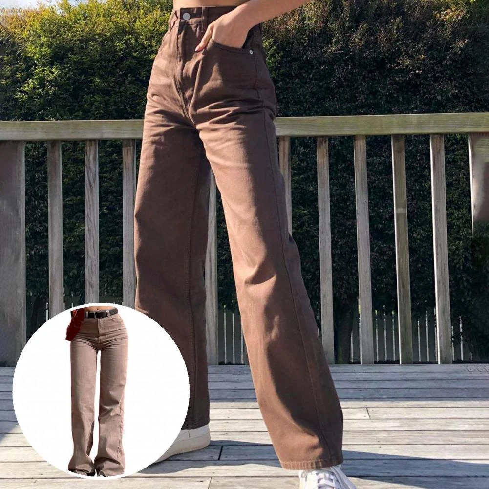 Pantalones vaqueros largos de pierna recta, a moda, resistentes al desgaste, a la moda, combina con para comprar|Pantalones vaqueros| - AliExpress