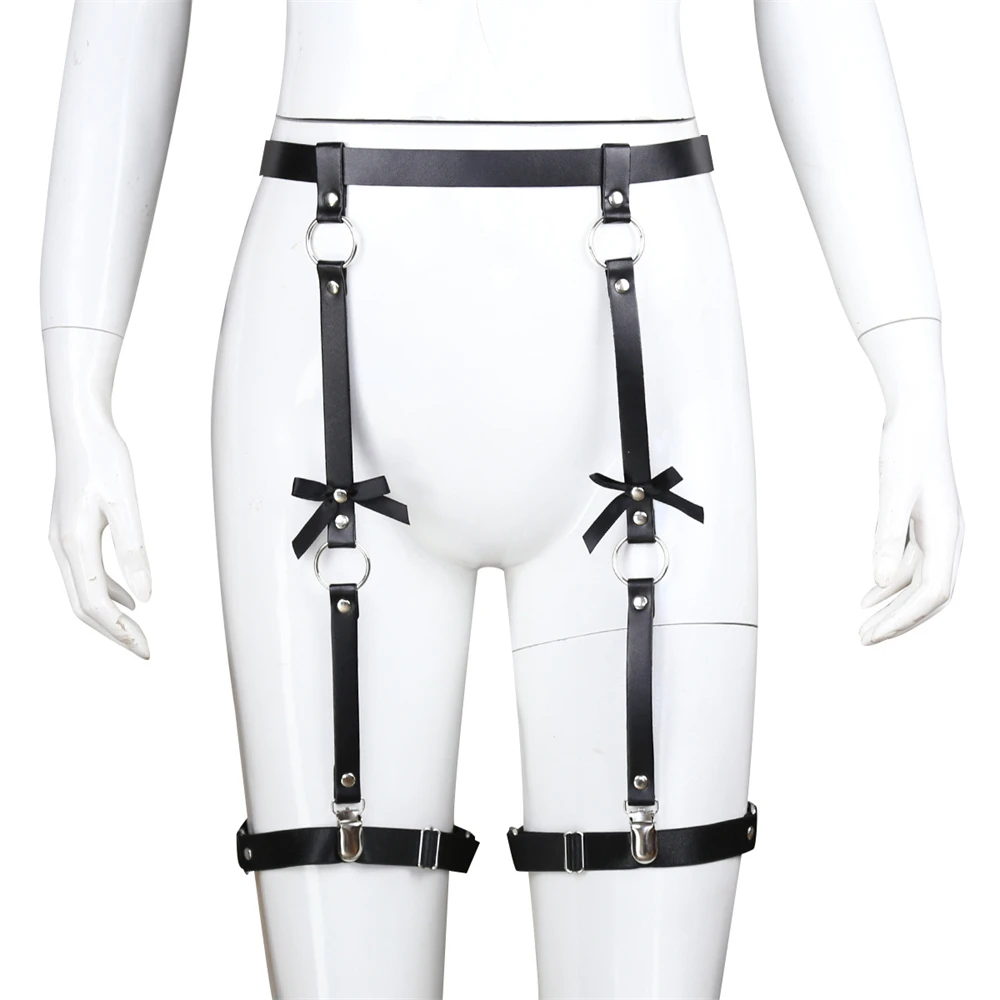 Sexy Black latex Leather pants women fetish open croch clubwear pants pole dance stripper clothes Bondage harness exotic apparel