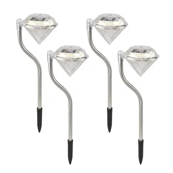

4pcs/set LED Solar Powered Diamonds Lawn Light Pathway Garden Stake Lamp Color Changing Eco-Friendly LED Walkway Lights