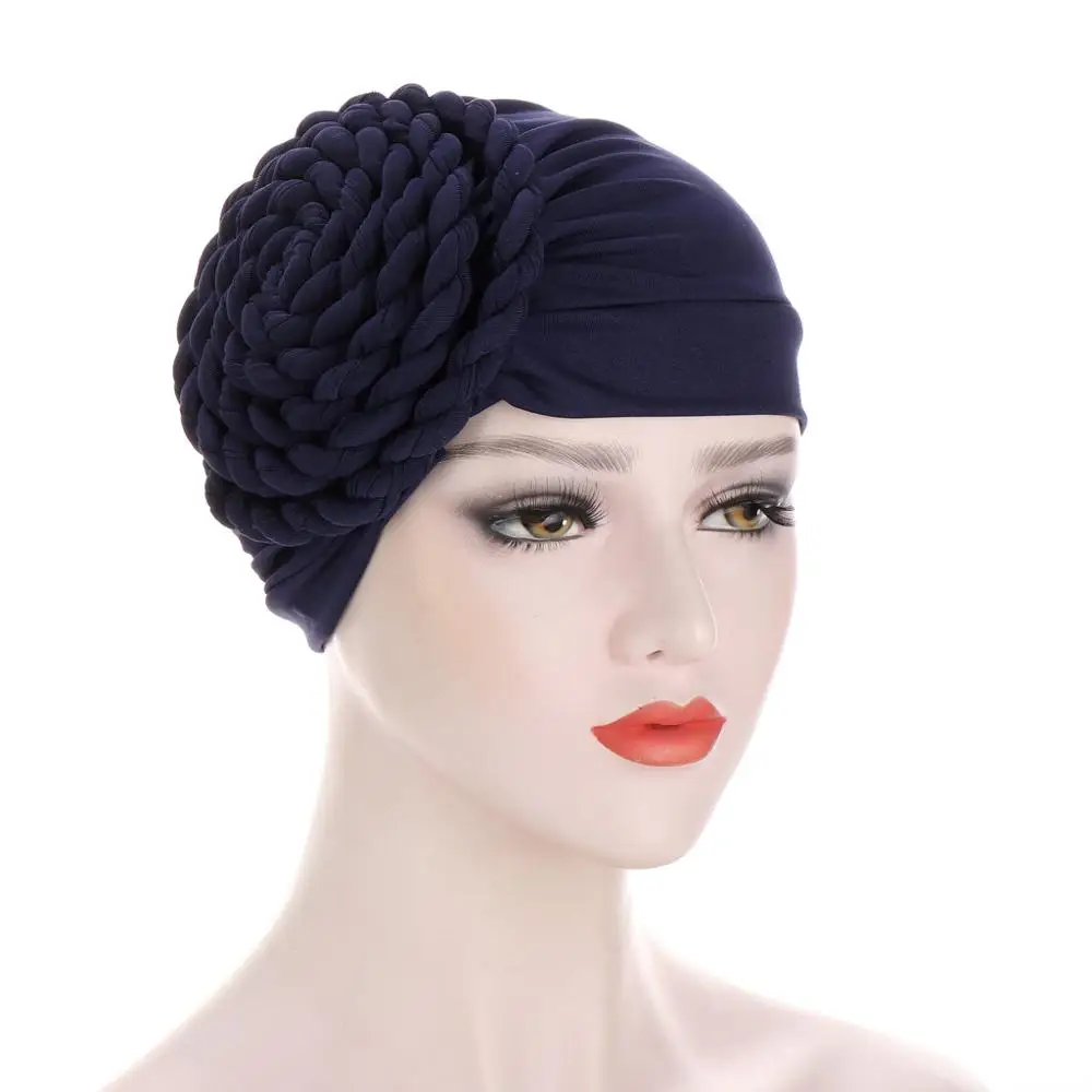 

Ready to Wear Turban Hijab for Women Braid India africain Hat Soild Color Headscarf Bonnet Muslim Headdress Turbante Mujer Chemo