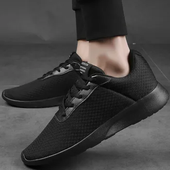 

2019 Spring autumn Fashion men's shoes breathable flying woven lace-up mesh shoes solid color lightweight casual Men's shoeC1-12