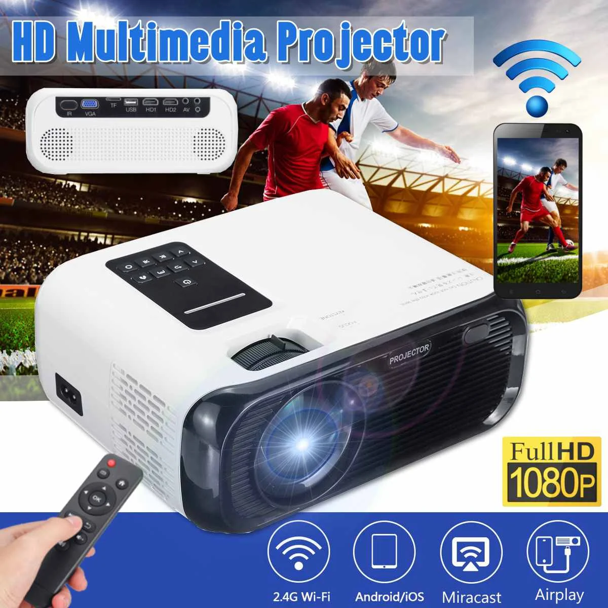 

2019 New 720P HD MINI Projector,native 1280*720 3000lumens LED Video Proyector for Home Cinema Portable Beamer HDMI