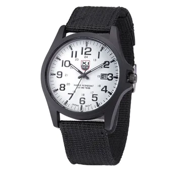 

Canvas calendar watch Outdoor Date Stainless Steel Military Sports Analog Quartz Army Wrist Watchs Casual men's watch Y10.16