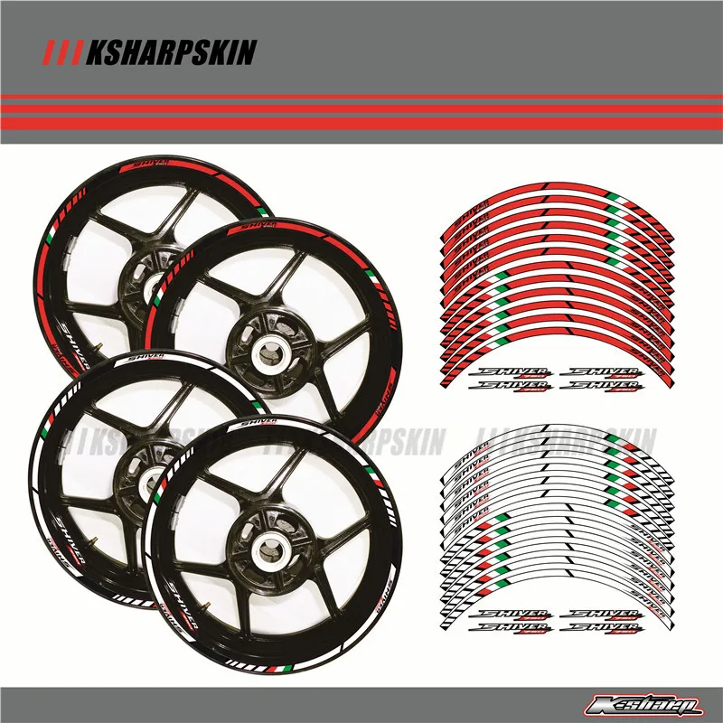 12 X толстый край внешний обод наклейки полоса колесные наклейки подходят Aprilia shiver 750 17''