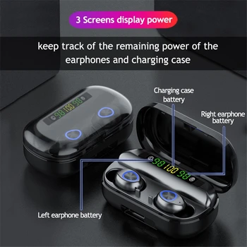 

V10 TWS Bluetooth 5.0 Earphone Wireless Touch Screen Headphone 8D Stereo Sound Headset Sport Waterproof Earbuds with Charger Box