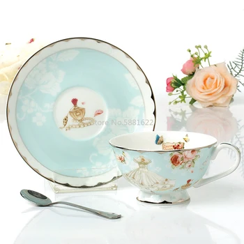 

European Style Tea Cup Set Bone China Tea Cup And Saucer Set Floral Pattern Ceramic Coffee Cup Porcelain Drinkware Gift For Girl