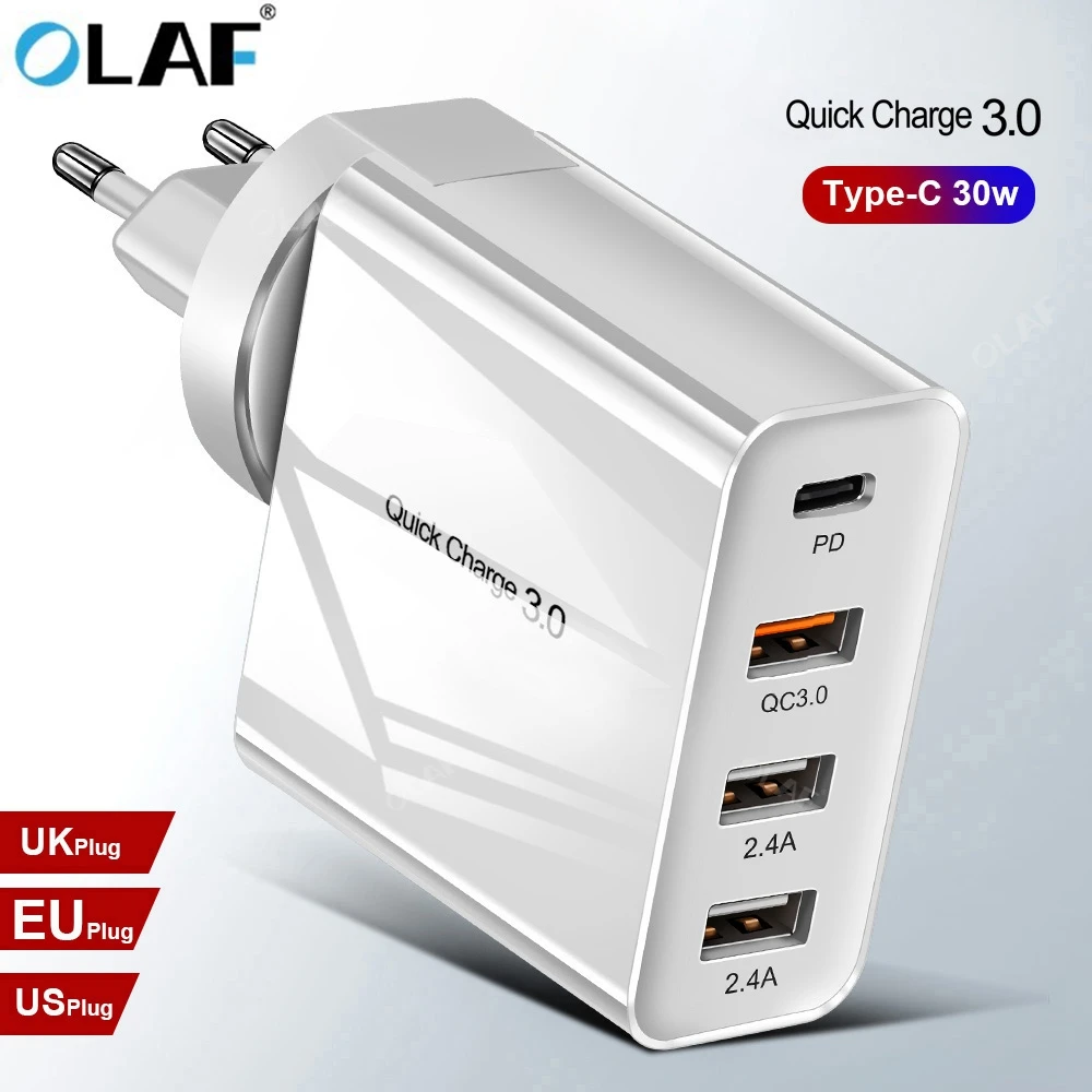 Skup 30W Multi szybka ładowarka 3.0 PD typ C USB ładowarka do samsunga iPhone Huawei Tablet QC 3.0 szybka ładowarka usa ue UK wtyczka Adapte