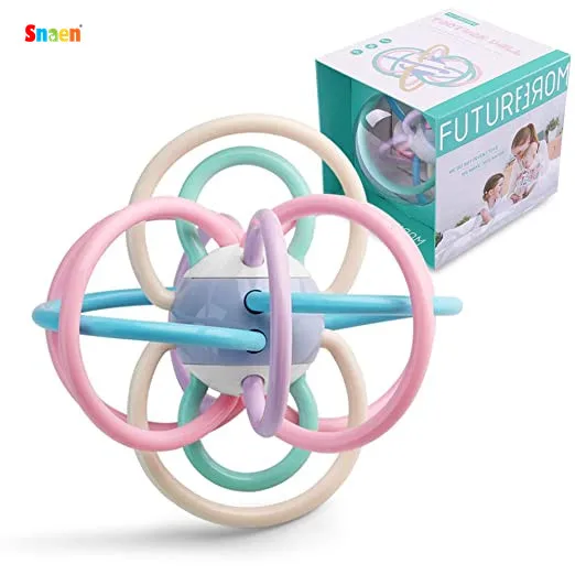 

Newborn Baby Rattle and Teether Ball for Teething Sensory & Fine Motor Skill Development Infant Boys and Girls Ages 0-18 Months