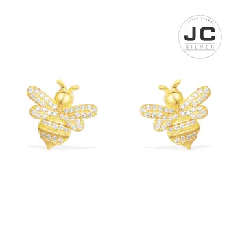 

New Fashion Charms Tibetan silver Original Copy Jewelry,Yellow Silver Bumble Bee Earrings For Women With Mono Logo Zircon Gift