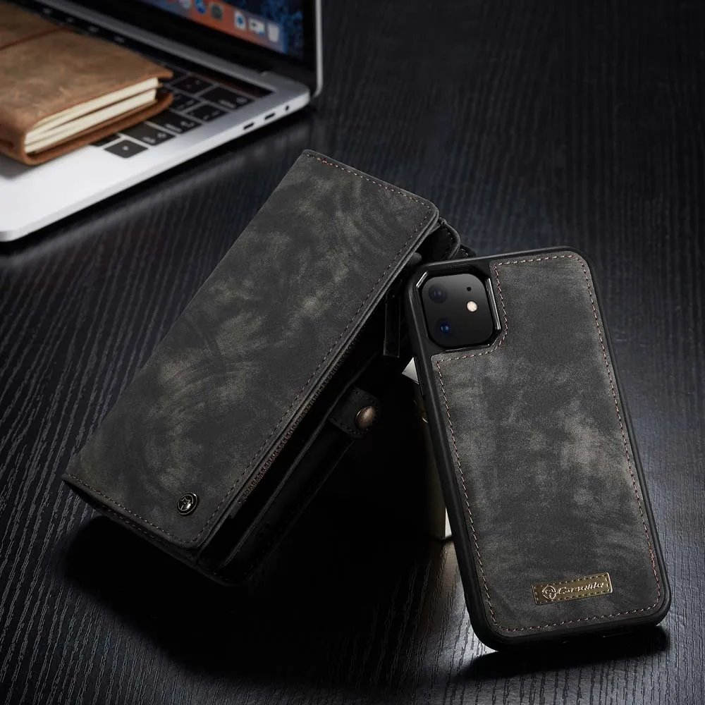 Для iPhone 11 6,1 дюймов Сумка для телефона CASEME из натуральной кожи многофункциональный кошелек на молнии чехол для iPhone 11 Pro Max 6,5 Fundas