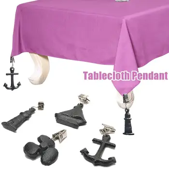 

4PCS Retro Ocean Wind Vintage Table Cloth Weights Antique Cast Iron Windproof Table Cloth Weights Clip For Outdoor Picnic