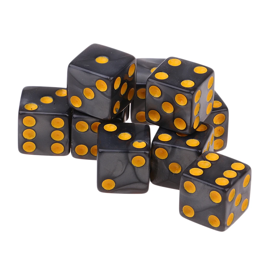 20 Pieces Six Sided D6 Dice Square Dotted for Dungeons and Dragons Toys Gray
